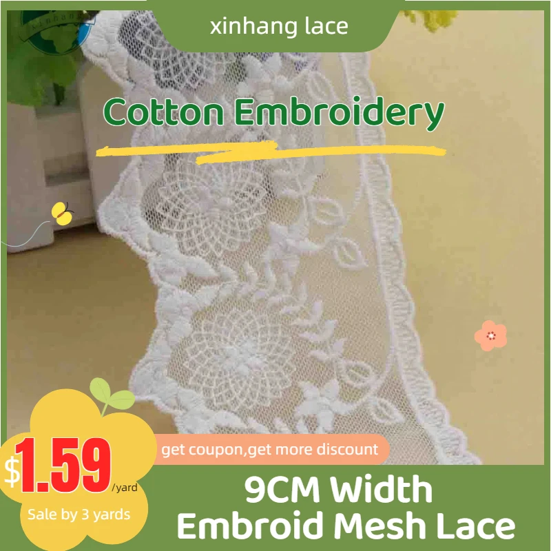 3yards 9cm wide white cotton embroided lace ribbon guipure trim DIY wedding Accessories dolls lace french lace applique#3898
3yards 9cm wide white cotton embroided lace ribbon guipure trim DIY wedding Accessories dolls lace french lace applique#3898