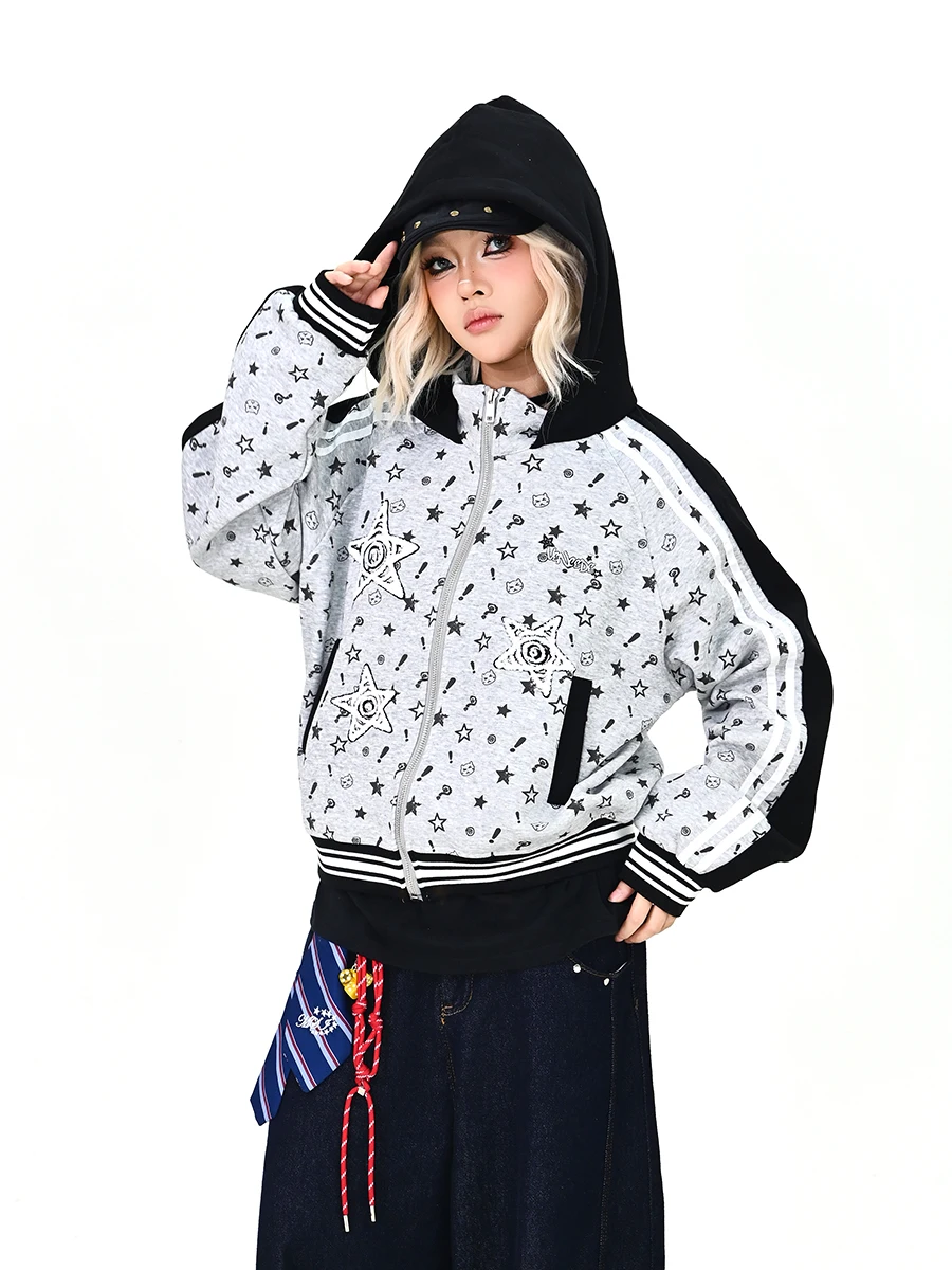 Свободный женский кардиган-худи на молнии с длинными рукавами, весна 2026, в университетском стиле, с полосатым принтом, удобный, уличная мода
Свободный женский кардиган-худи на молнии с длинными рукавами, весна 2026, в университетском стиле, с полосатым принтом, удобный, уличная мода