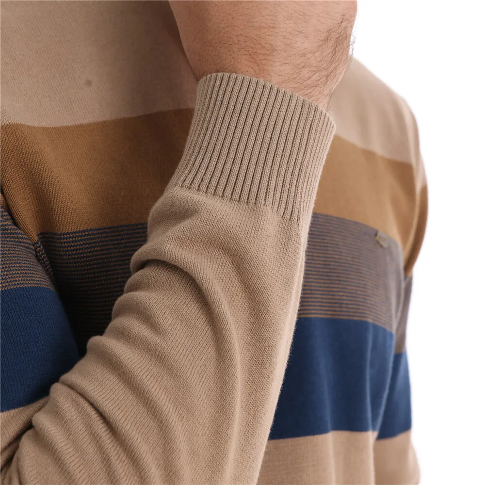 Fashionable Autumn And Winter Half Zipper Men's Pullover Striped Patchwork Sweater
Fashionable Autumn And Winter Half Zipper Men's Pullover Striped Patchwork Sweater