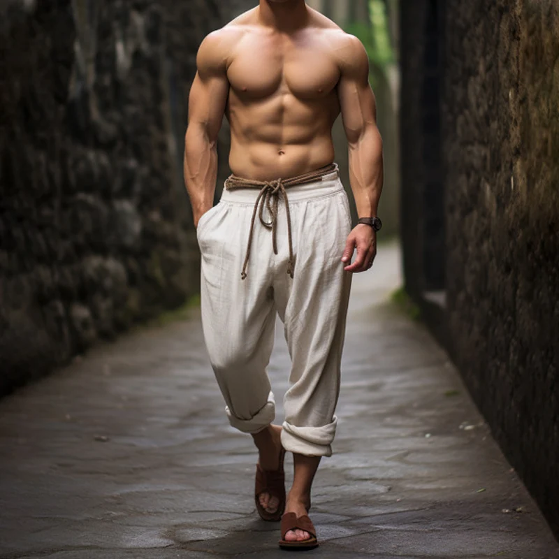 Spring Summer Breathable Mens Cotton Pants Vintage Solid Drawstring Lace-up Casual Pants Men Beach Leisure Loose Straight Pants
Spring Summer Breathable Mens Cotton Pants Vintage Solid Drawstring Lace-up Casual Pants Men Beach Leisure Loose Straight Pants