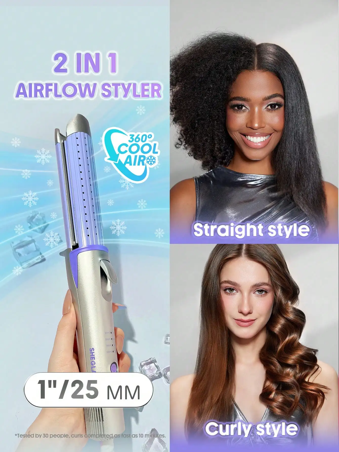 Cool Lock Airflow Styler, 360° Airflow Styler Curling Iron,Hair Curler With Cooling Air Vents To Lock In Style,4 Adjustable Temp,Dual Voltage,Fast Straightening,Water-Based Ceramic Coating Makes Hair Shiny,Cueler & Straightener,Curly Hair Pro
Cool Lock Airflow Styler, 360° Airflow Styler Curling Iron,Hair Curler With Cooling Air Vents To Lock In Style,4 Adjustable Temp,Dual Voltage,Fast Straightening,Water-Based Ceramic Coating Makes Hair Shiny,Cueler & Straightener,Curly Hair Pro