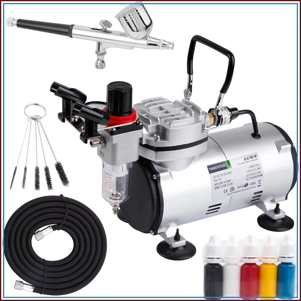 Airbrush Kit with Compressor AS18-2K, 20-23L/min, 0.30mm, Quiet 47dB, for Hobby, Tattoo, Model, Car, Cake, Nail Art
Airbrush Kit with Compressor AS18-2K, 20-23L/min, 0.30mm, Quiet 47dB, for Hobby, Tattoo, Model, Car, Cake, Nail Art
