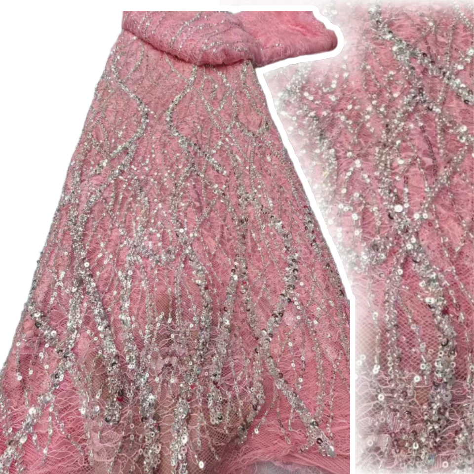 Pink Beads Lace Fabric with Sequence Latest Lace Fabric High Quality 2025 Blue Beaded Tulle Lace Fabric Sequin for Sewing AH1275
Pink Beads Lace Fabric with Sequence Latest Lace Fabric High Quality 2025 Blue Beaded Tulle Lace Fabric Sequin for Sewing AH1275