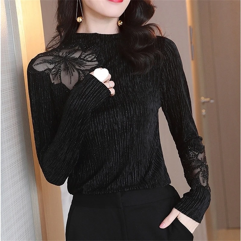 2025 Autumn Winter European Style Velvet Long Sleeve Mock Neck Base Layer Top Lightweight Or Fleece Lined Stylish Women Blouse
2025 Autumn Winter European Style Velvet Long Sleeve Mock Neck Base Layer Top Lightweight Or Fleece Lined Stylish Women Blouse
