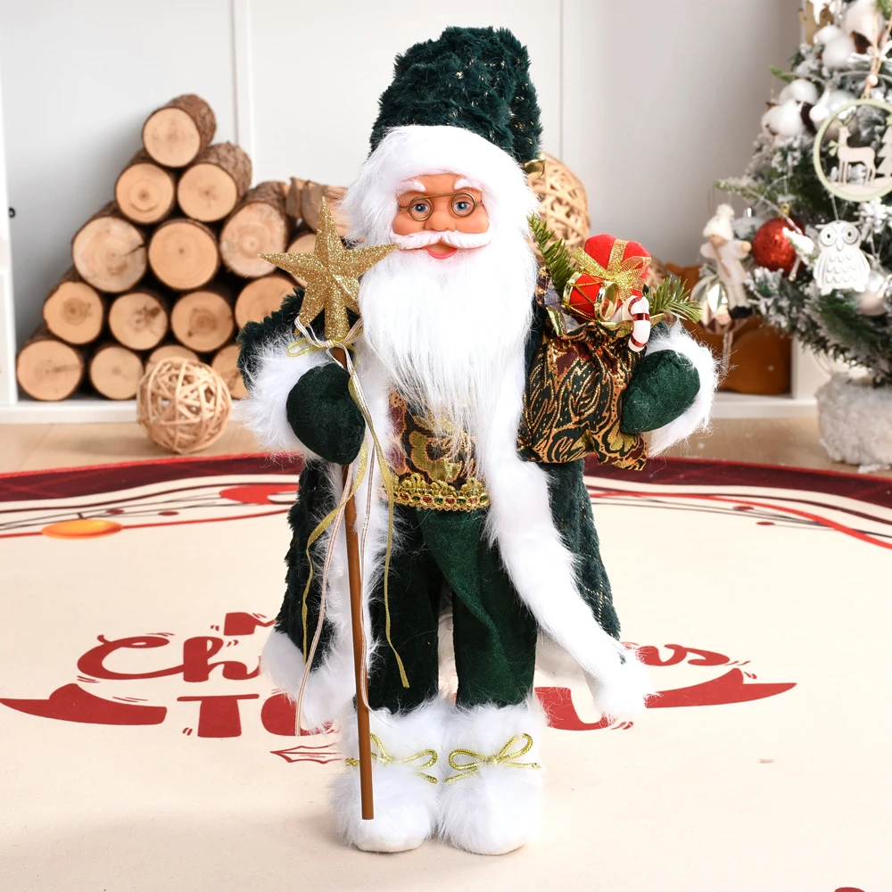 Green Santa Claus Doll with Gift Bag Christmas Decorations Stuffed Santa Figure Figurines for Table Window Home Holiday Ornament
Green Santa Claus Doll with Gift Bag Christmas Decorations Stuffed Santa Figure Figurines for Table Window Home Holiday Ornament