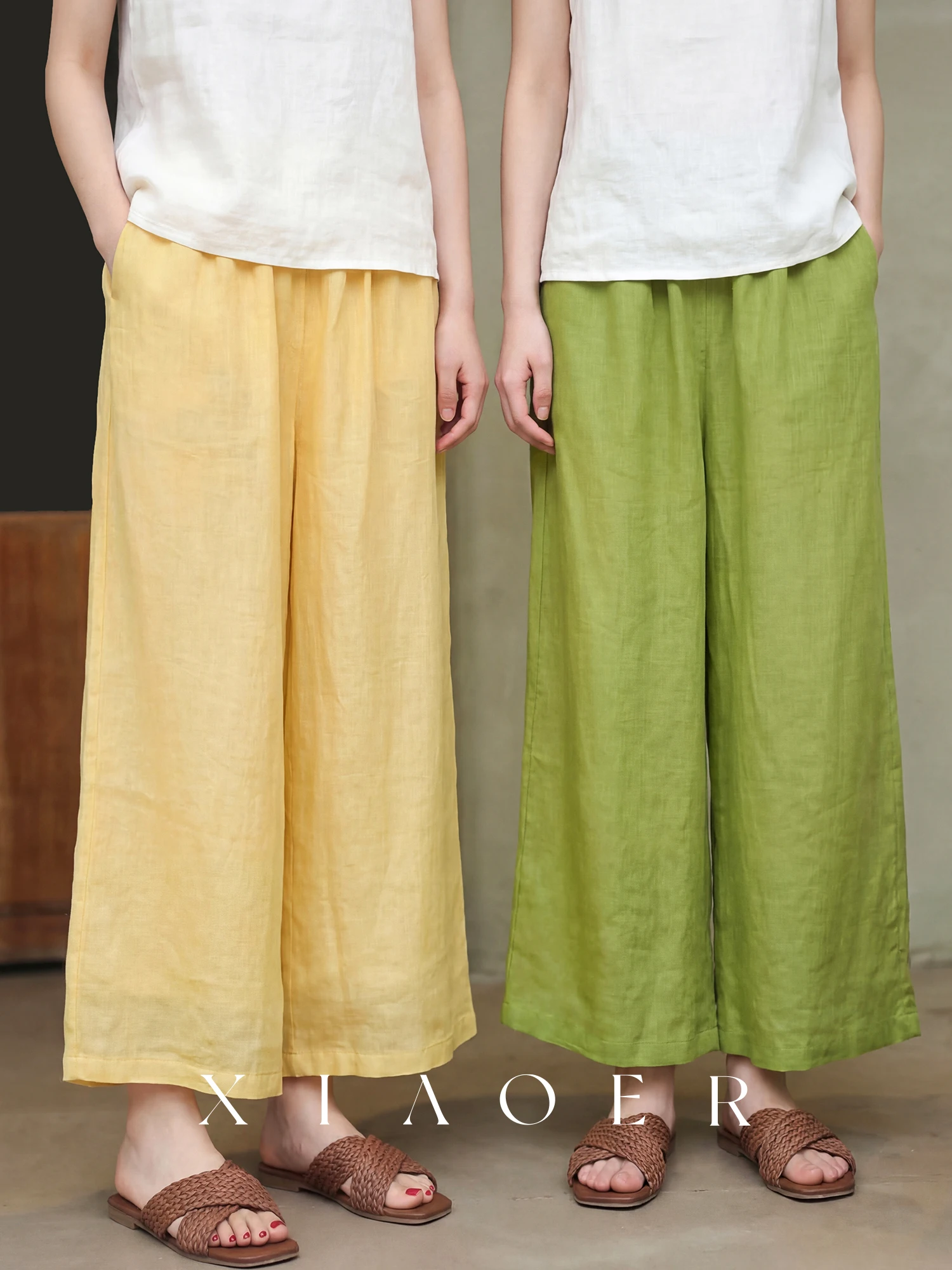 Heavyweight Wide Leg Pants 16 Colors Linen Elastic Waist Inner Cotton 100% Casual Trousers for Women Artistic Style Pure Color
Heavyweight Wide Leg Pants 16 Colors Linen Elastic Waist Inner Cotton 100% Casual Trousers for Women Artistic Style Pure Color