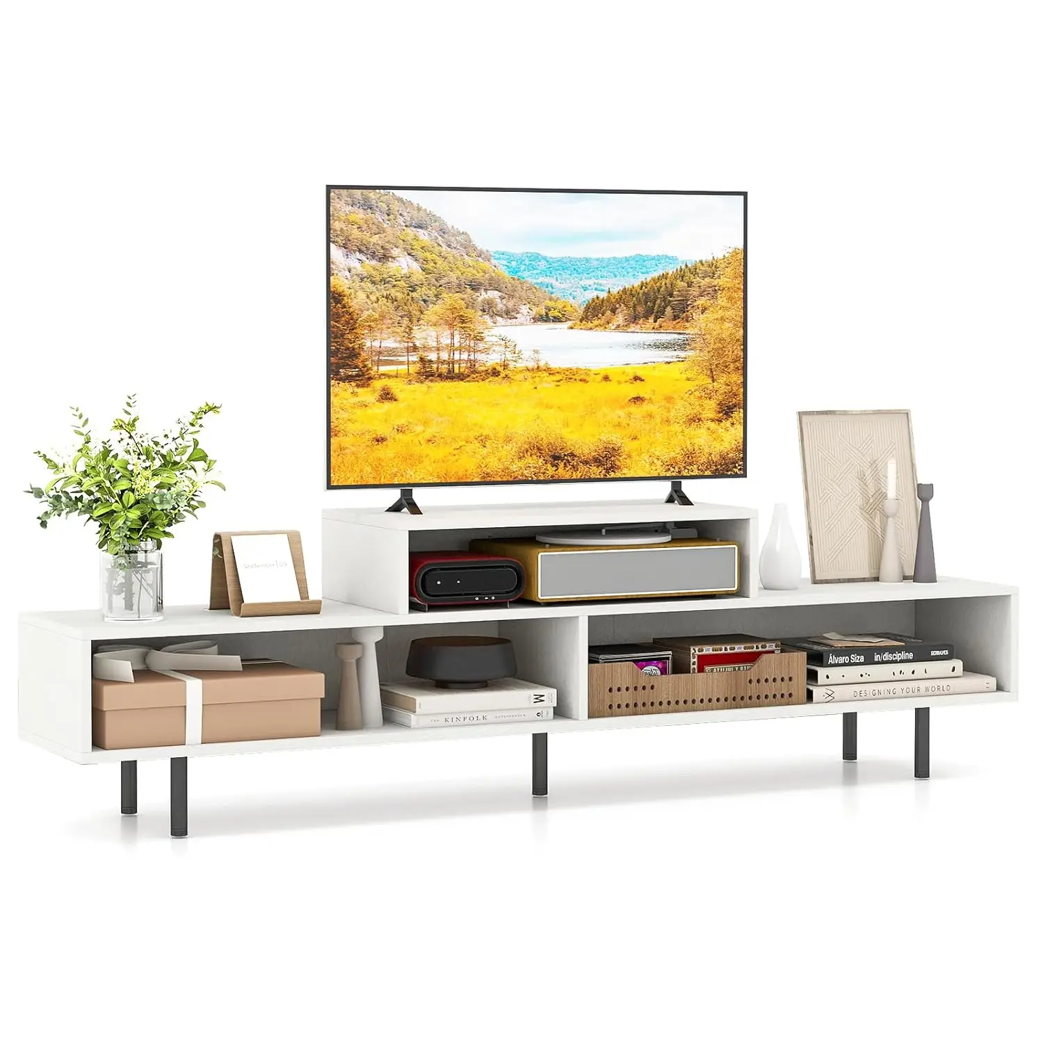 3 Cubby TV Stand Entertainment Center Open Storage Media Console Table 5 Metal Legs Modern Living Room Cabinet White Custom
3 Cubby TV Stand Entertainment Center Open Storage Media Console Table 5 Metal Legs Modern Living Room Cabinet White Custom