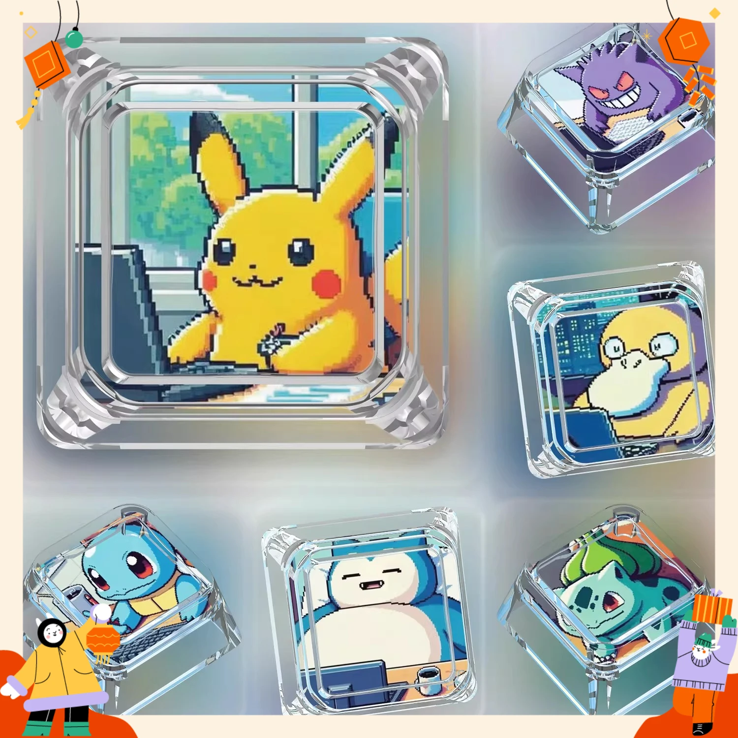 Creative Workman Style Pokémon Doll Squirtle Transparent Single Keycaps Cartoon Pikachu Cross Axis Mechanical Keyboard Keycaps
Creative Workman Style Pokémon Doll Squirtle Transparent Single Keycaps Cartoon Pikachu Cross Axis Mechanical Keyboard Keycaps