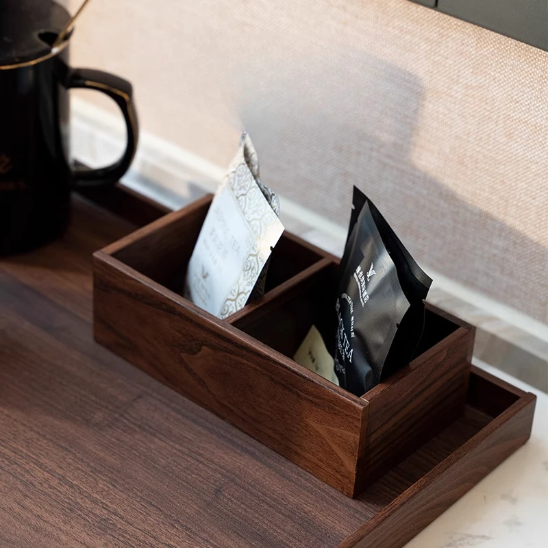 Hotel room coffee tea bag storage box walnut solid wood pattern desktop sugar bag tea small grid sundries
Hotel room coffee tea bag storage box walnut solid wood pattern desktop sugar bag tea small grid sundries