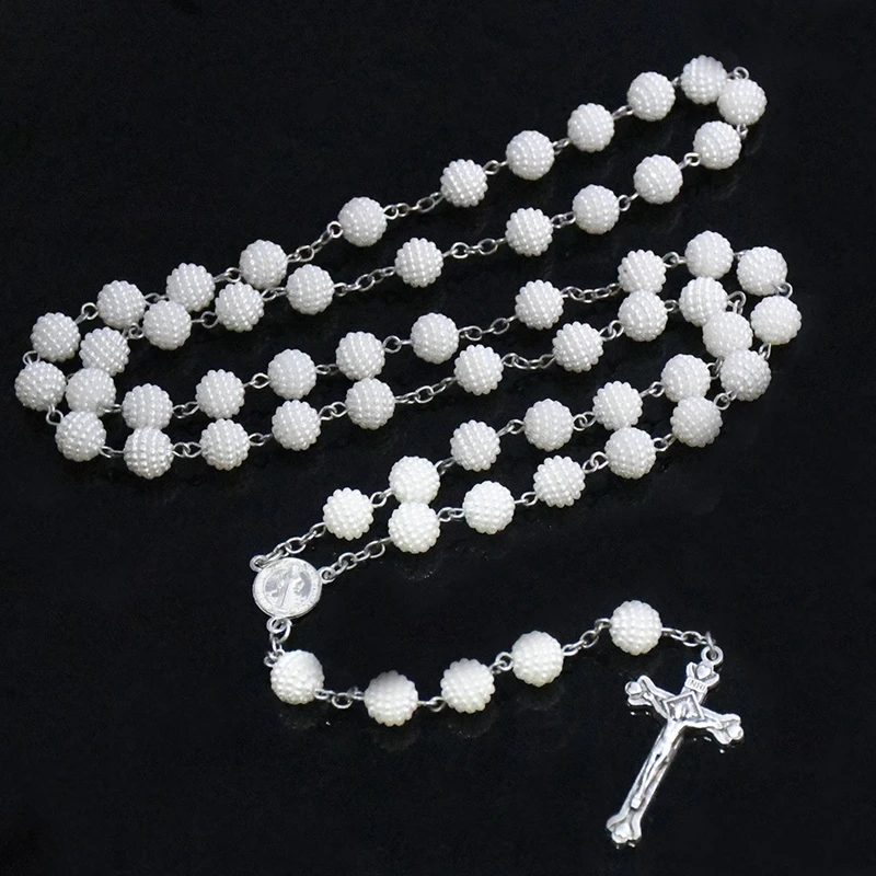 White Plastic Big Beads Rosary Cross Pendant Necklace Long Wedding Prayer Religious Jewelry
White Plastic Big Beads Rosary Cross Pendant Necklace Long Wedding Prayer Religious Jewelry