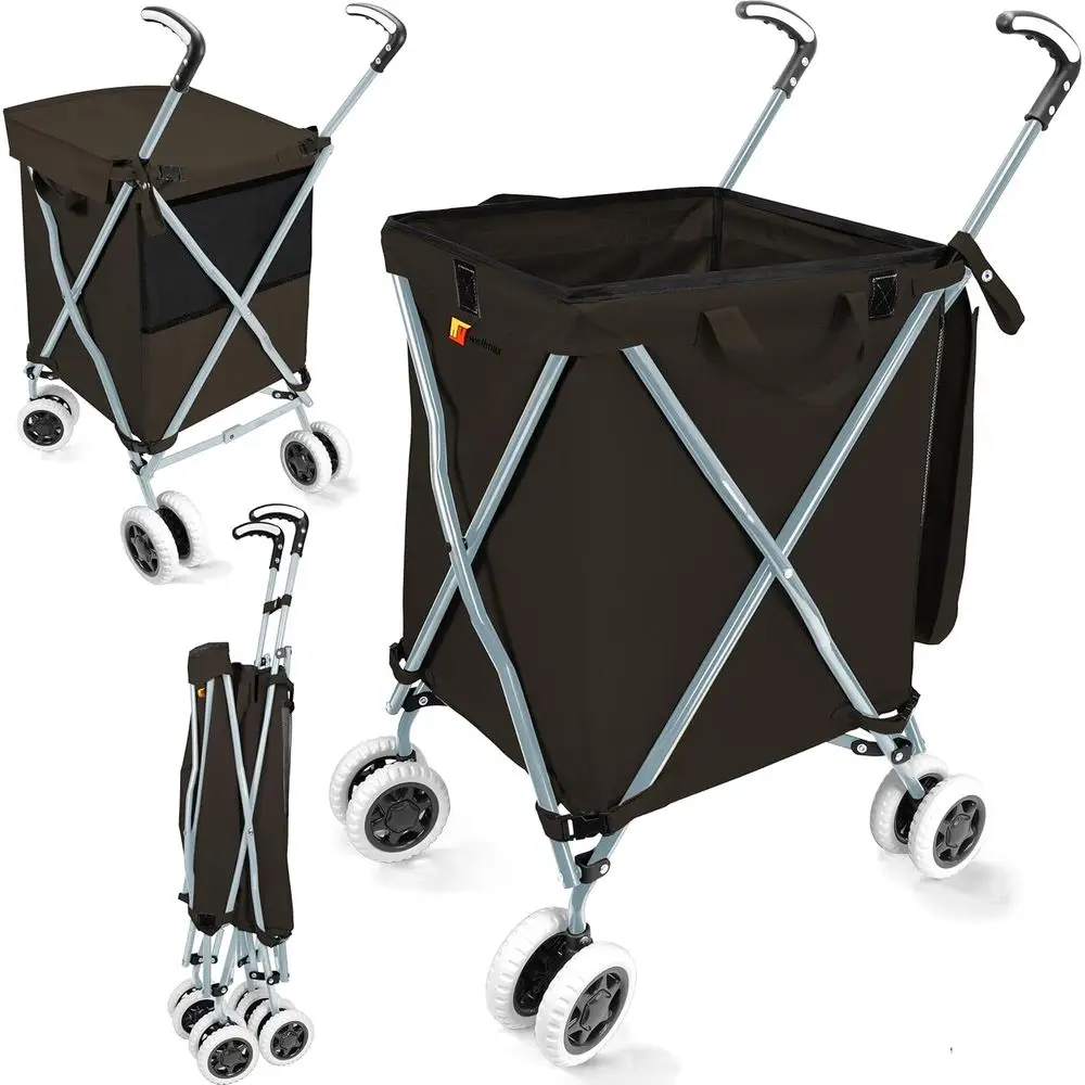 Heavy-Duty Shopping Cart with Removable Canvas Cover, Holds 120 lbs, Ideal for Grocery and Laundry - Black
Heavy-Duty Shopping Cart with Removable Canvas Cover, Holds 120 lbs, Ideal for Grocery and Laundry - Black