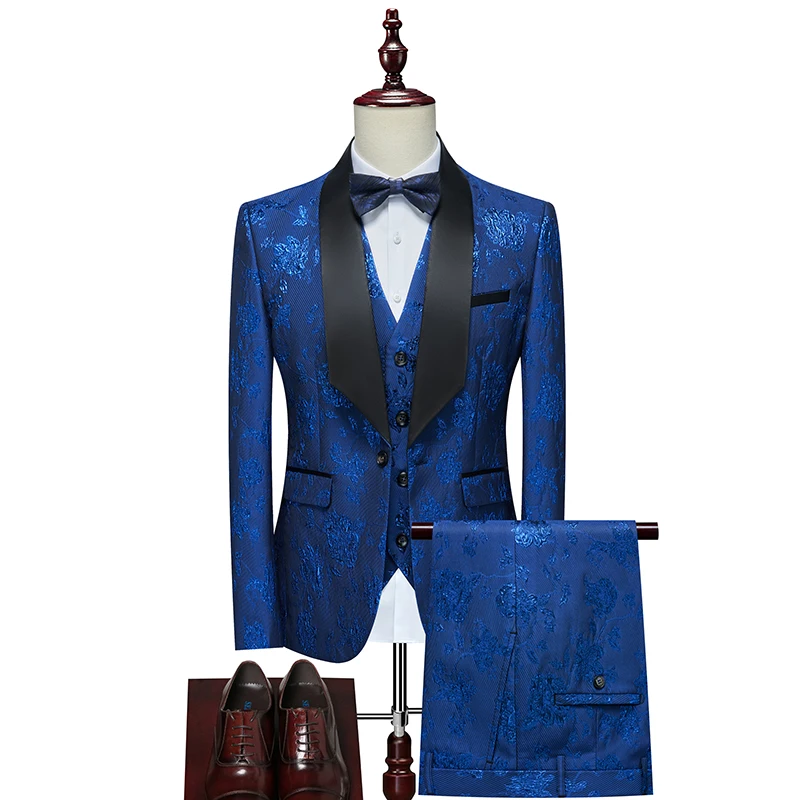 Fashion Brand Men's Business Jacquard Suit Blue / Black / White / Pink Classic Flower Dress Men Blazer Jacket and Pant with Vest
Fashion Brand Men's Business Jacquard Suit Blue / Black / White / Pink Classic Flower Dress Men Blazer Jacket and Pant with Vest