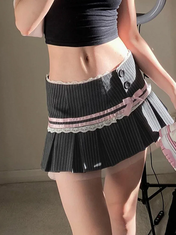 Allure Harajuku Y2k Kwaii Lace Trim Mini Skirts Gothic Cutecore Bow Striped Pleated Skirt Low Waist Color Match Party Bottoms
Allure Harajuku Y2k Kwaii Lace Trim Mini Skirts Gothic Cutecore Bow Striped Pleated Skirt Low Waist Color Match Party Bottoms