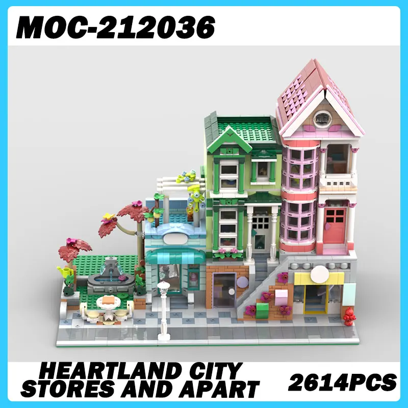 MOC- 212036 Магазины и апартаменты Heartland City Модульное здание Серия с видом на улицу Модель «сделай сам» Сборка частиц Строительные блоки
MOC- 212036 Магазины и апартаменты Heartland City Модульное здание Серия с видом на улицу Модель «сделай сам» Сборка частиц Строительные блоки
