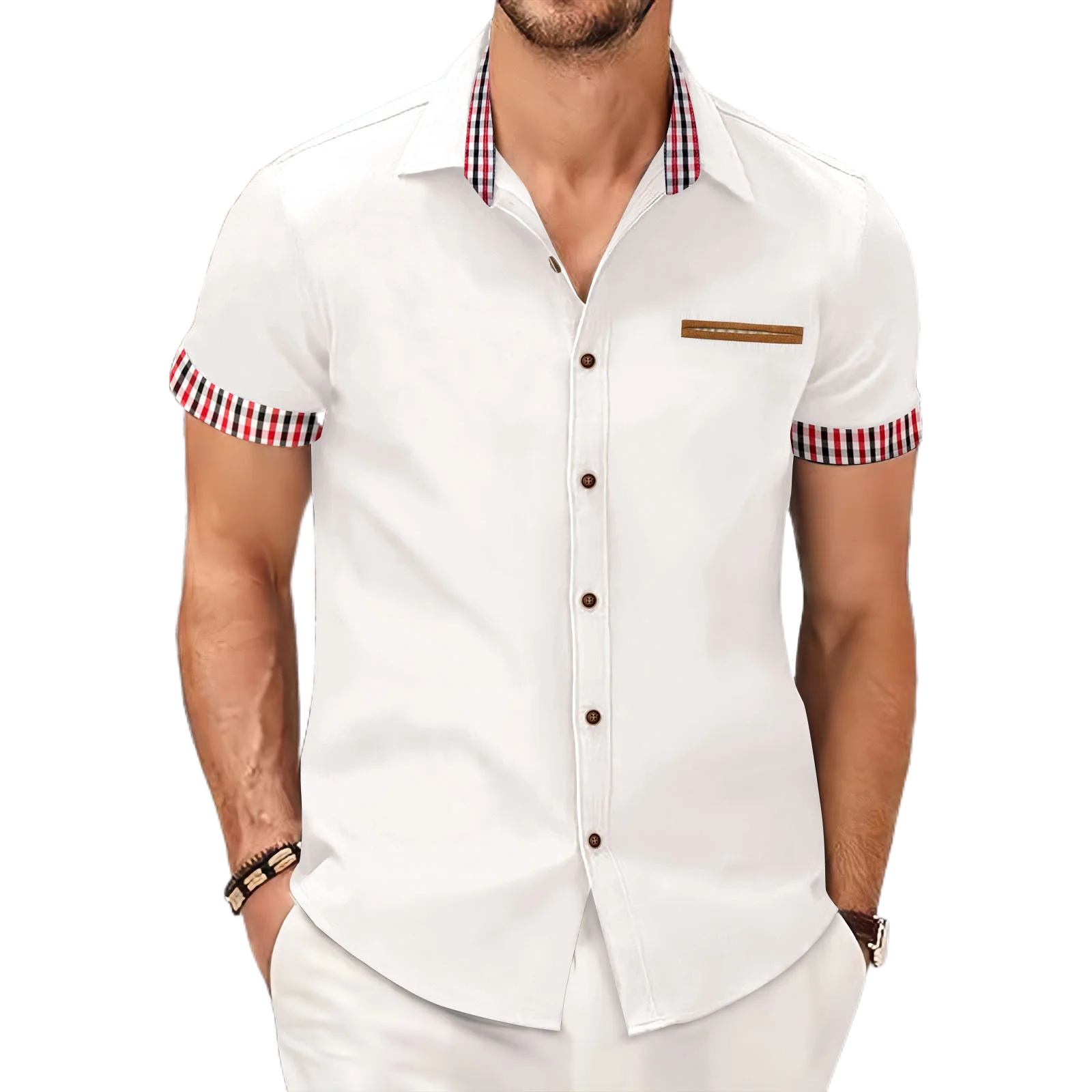 Men Summer Checkered Short Sleeve Shirt Business Slim Fit Casual Shirts Outdoor Fishing Travel Breathable Formal Daily Blouse
Men Summer Checkered Short Sleeve Shirt Business Slim Fit Casual Shirts Outdoor Fishing Travel Breathable Formal Daily Blouse