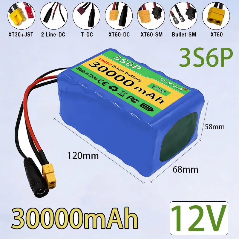 Литий-ионный перезаряжаемый аккумулятор 3S6P 12В 30000мАч 18650, со встроенным интеллектуальным BMS, оригинальный, новый
Литий-ионный перезаряжаемый аккумулятор 3S6P 12В 30000мАч 18650, со встроенным интеллектуальным BMS, оригинальный, новый