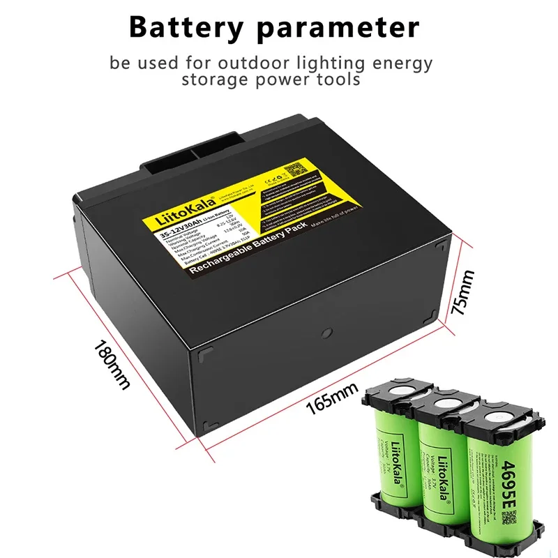 Аккумулятор LiitoKala 4695E 12.6V 30Ah Li-ion для мотоциклов и скутеров, с длительным сроком службы, перезаряжаемый.
Аккумулятор LiitoKala 4695E 12.6V 30Ah Li-ion для мотоциклов и скутеров, с длительным сроком службы, перезаряжаемый.
