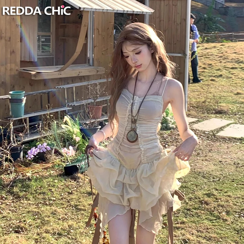 ReddaChic See Through Tulle Dress with Bikini Top Bandage Bow Strapless Ruched Puffy Ruffle Fringe Mini Dress Party Women Set
ReddaChic See Through Tulle Dress with Bikini Top Bandage Bow Strapless Ruched Puffy Ruffle Fringe Mini Dress Party Women Set