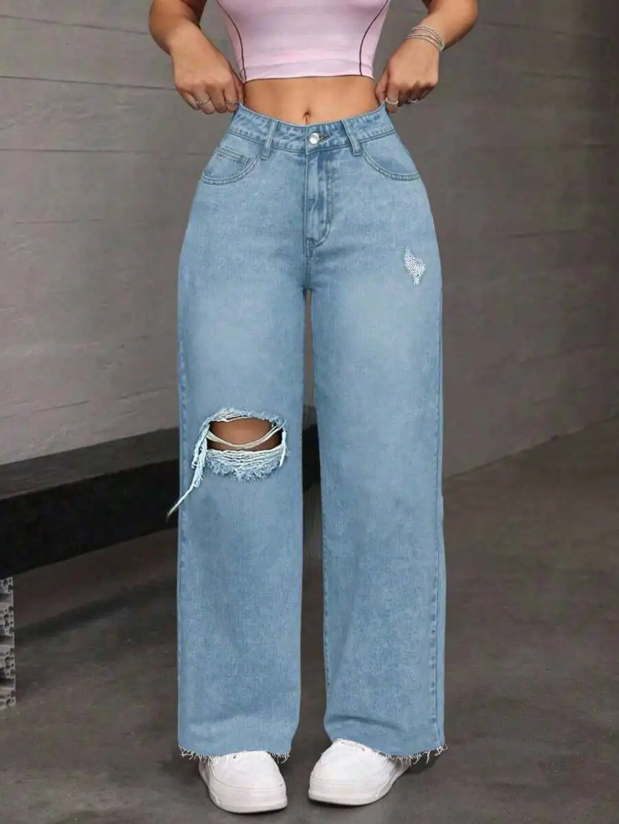 Womens Y2K Style High Waist Ripped Straight Leg Denim Jeans Casual Streetwear
Womens Y2K Style High Waist Ripped Straight Leg Denim Jeans Casual Streetwear