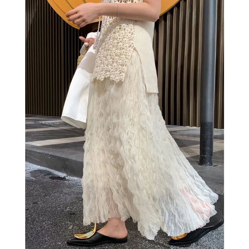Women Wave Pleated Skirt Summer Female High Waist Fashion Loose Fashion Wave Elegant Chic Solid Pleated Mesh Print Skirt Q872
Women Wave Pleated Skirt Summer Female High Waist Fashion Loose Fashion Wave Elegant Chic Solid Pleated Mesh Print Skirt Q872