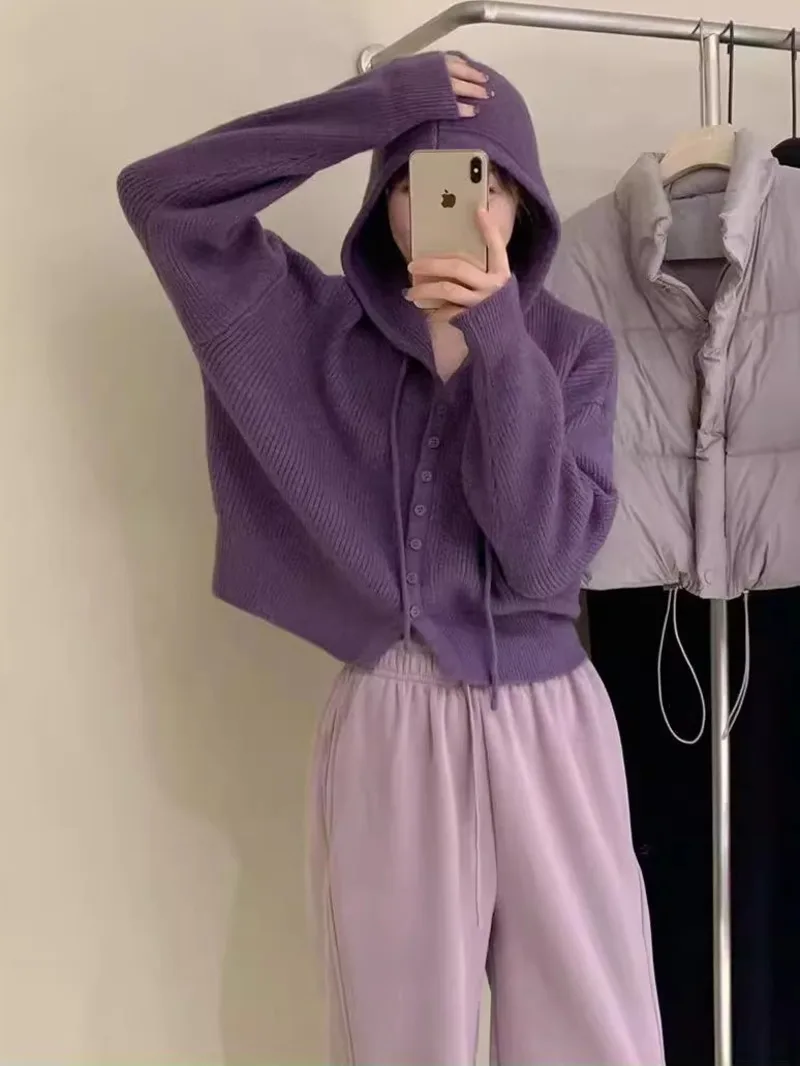 Hood Knit cardigan Women Spring And Autumn New Gentle Wind Loose Slimming Casual Outerwear Top Crop Sweater Slim Korean MA7Q
Hood Knit cardigan Women Spring And Autumn New Gentle Wind Loose Slimming Casual Outerwear Top Crop Sweater Slim Korean MA7Q