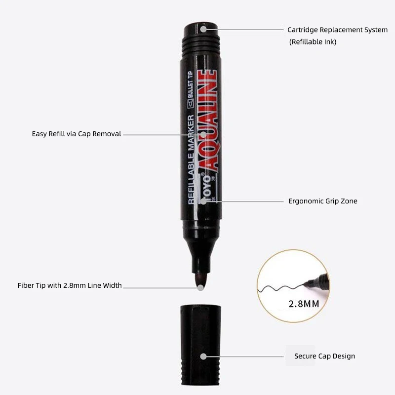 Многоразовые перманентные маркеры на масляной основе TOYO — волокнистый наконечник 2,8 мм для транспортировочных этикеток, ящиков и офисного использования (черный/синий/красный)
Многоразовые перманентные маркеры на масляной основе TOYO — волокнистый наконечник 2,8 мм для транспортировочных этикеток, ящиков и офисного использования (черный/синий/красный)