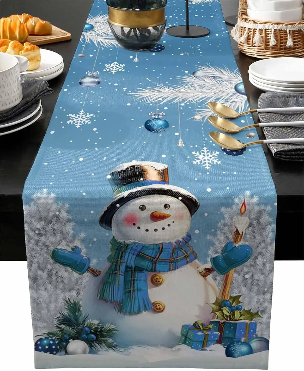 Christmas Snowman Snowflake Linen Table Runner Winter Party Decor Xmas Ball Silver Pine Leaf Table Runners Christmas Decorations
Christmas Snowman Snowflake Linen Table Runner Winter Party Decor Xmas Ball Silver Pine Leaf Table Runners Christmas Decorations