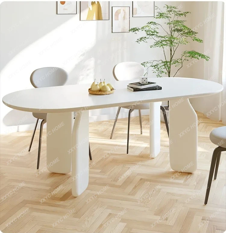 Cream Wind Rock Board Dining Table And Chair Combination, Solid Wood Table Foot Small Apartment Modern Simple Oval
Cream Wind Rock Board Dining Table And Chair Combination, Solid Wood Table Foot Small Apartment Modern Simple Oval