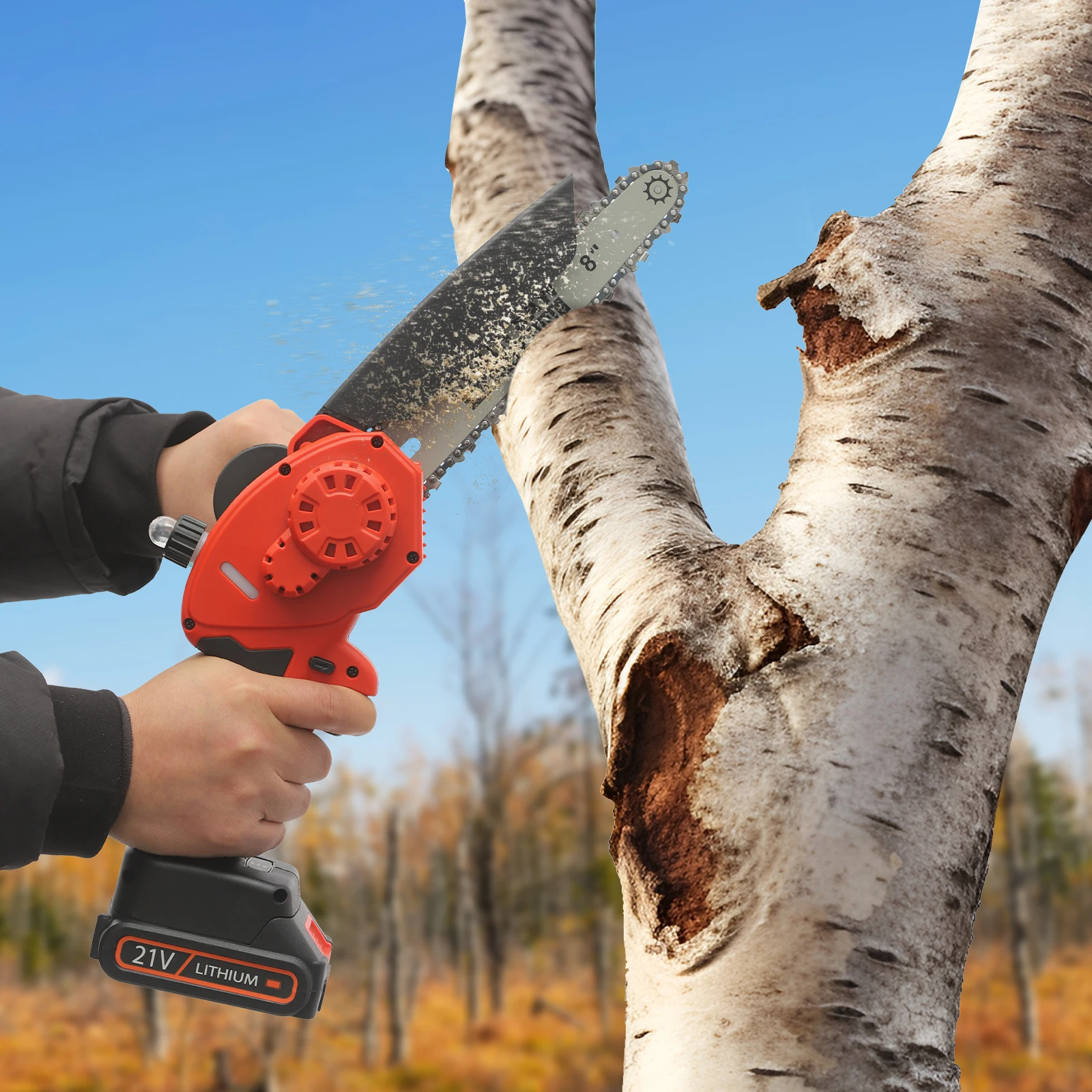 8 Inch Handheld Electric Chainsaw 800W 21V Mini Chainsaw Cordless Mini Chain Saw with Lithium Batteries US Standard
8 Inch Handheld Electric Chainsaw 800W 21V Mini Chainsaw Cordless Mini Chain Saw with Lithium Batteries US Standard