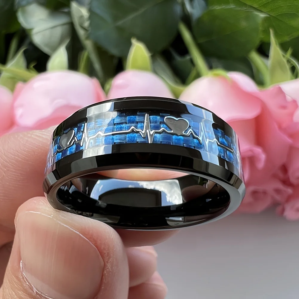 8MM Fashion Men Heart Stainless Steel Rings Carbon Fiber Inlaid Personality Wedding Engagement Band Jewelry Party Steel Ring
8MM Fashion Men Heart Stainless Steel Rings Carbon Fiber Inlaid Personality Wedding Engagement Band Jewelry Party Steel Ring