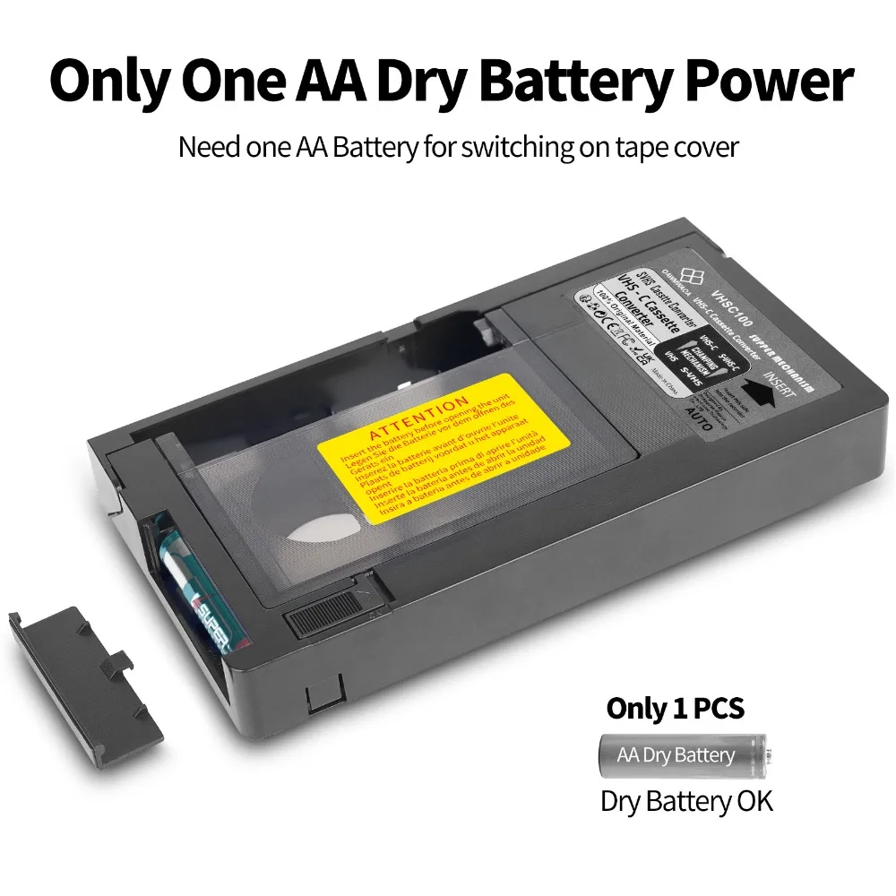 Cassette Adapter VHS-C Tape Adapter Batteries Not Included Easy To Use VHS-C Cassette Adapter Black Conversion Box
Cassette Adapter VHS-C Tape Adapter Batteries Not Included Easy To Use VHS-C Cassette Adapter Black Conversion Box