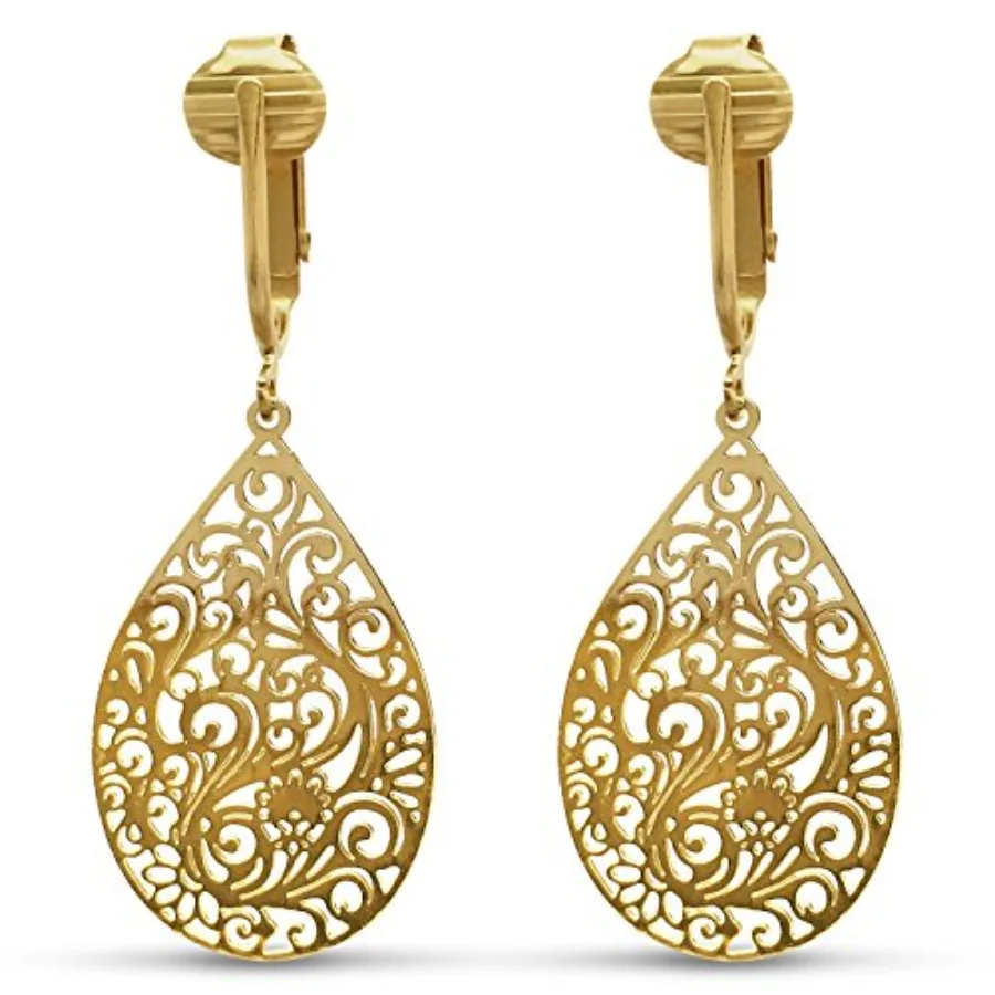 Small Victorian Filigree Teardrop Non Pierced Clip On Dangling Earrings
Small Victorian Filigree Teardrop Non Pierced Clip On Dangling Earrings