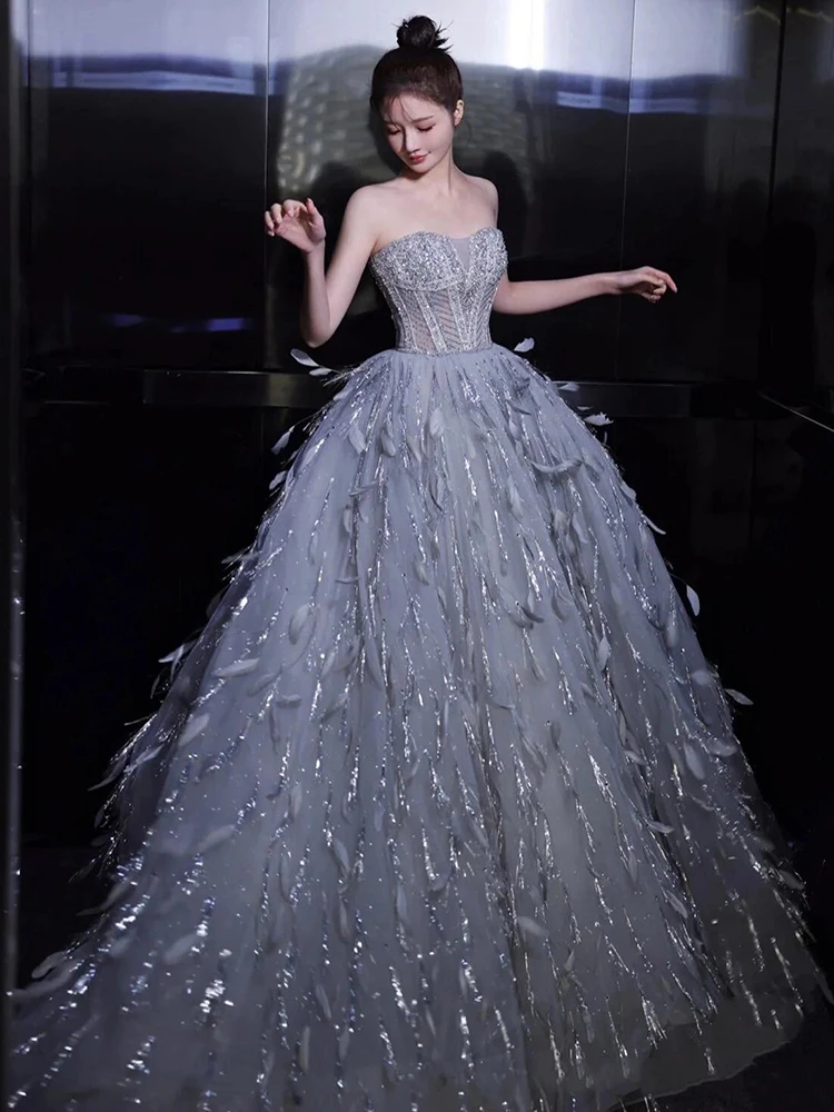 Вечернее платье Ele Princ Sle с перьями для дня рождения, для взрослых, для церемоний, очень нарядное, с тяжелой отделкой, для ведущих
Вечернее платье Ele Princ Sle с перьями для дня рождения, для взрослых, для церемоний, очень нарядное, с тяжелой отделкой, для ведущих