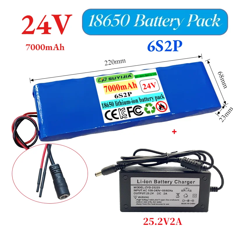 24V 7Ah 18650 Battery Pack 6S2P Rechargeable Li-ion for Electric Bicycle & Scooter
24V 7Ah 18650 Battery Pack 6S2P Rechargeable Li-ion for Electric Bicycle & Scooter