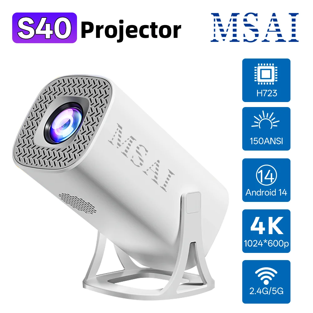 Проектор MSAI 150 ANSI S40, многоязычный, Android 14, 1024x600P, 4-точечная коррекция трапецеидальных искажений, экран 40-120 дюймов, беспроводная передача изображения для дома и улицы
Проектор MSAI 150 ANSI S40, многоязычный, Android 14, 1024x600P, 4-точечная коррекция трапецеидальных искажений, экран 40-120 дюймов, беспроводная передача изображения для дома и улицы