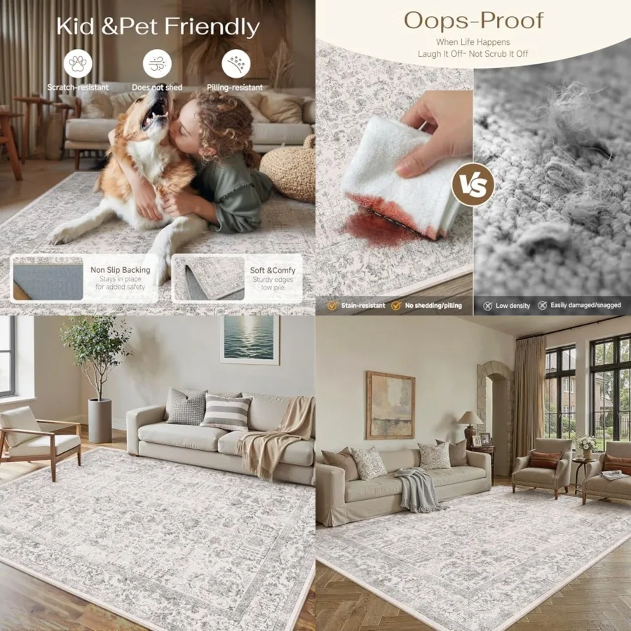 Gray Area Rug 5x7 Machine Washable Vintage Living Room Distressed Non Slip Carpet Traditional Indoor Bedroom Grey Retro Floral
Gray Area Rug 5x7 Machine Washable Vintage Living Room Distressed Non Slip Carpet Traditional Indoor Bedroom Grey Retro Floral