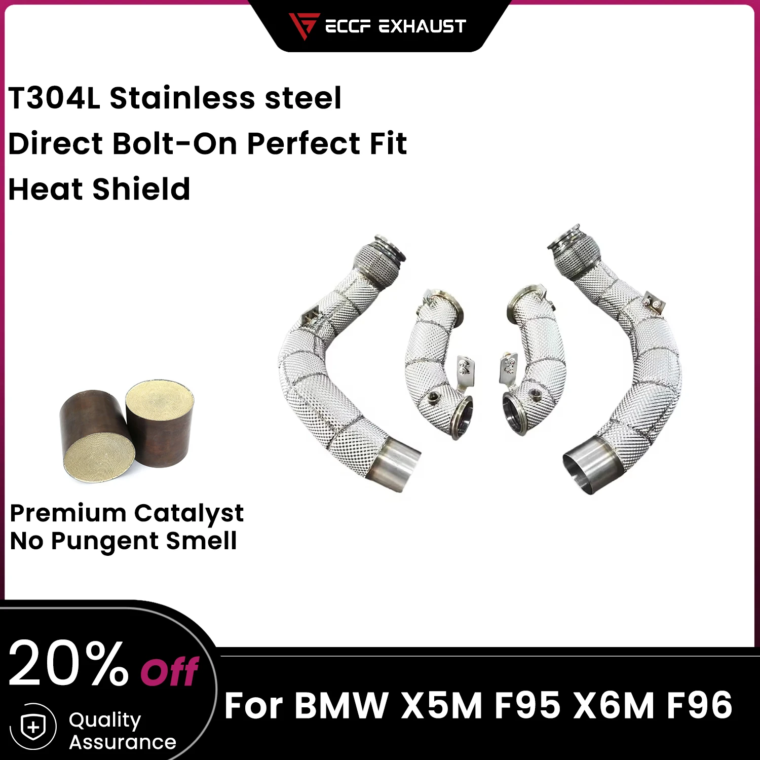 ECCF Sports Downpipe With Heat Shield For BMW X5M F95 X6M F96 Aggressive Exhaust Sound High Flow Performance Upgrade
ECCF Sports Downpipe With Heat Shield For BMW X5M F95 X6M F96 Aggressive Exhaust Sound High Flow Performance Upgrade