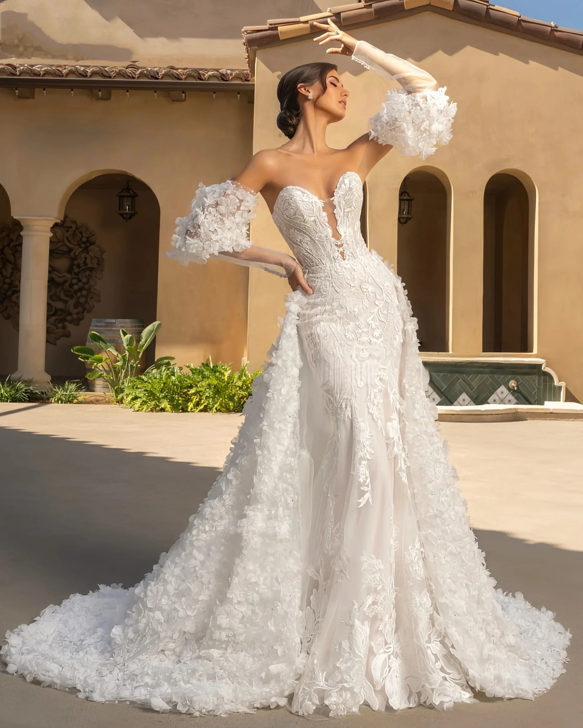 Luxury Mermaid Wedding Gown Detachable Train Off The Shoulder V-neck Bride Dress for Women's Vestidos De Novia Customized
Luxury Mermaid Wedding Gown Detachable Train Off The Shoulder V-neck Bride Dress for Women's Vestidos De Novia Customized