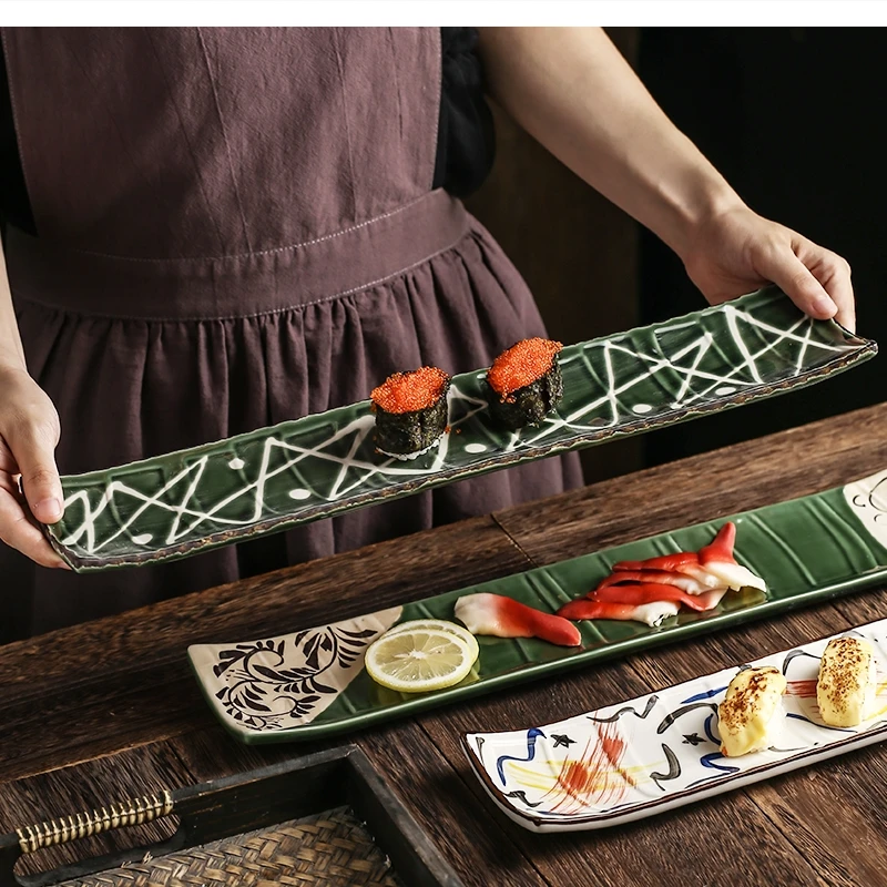 Ceramic Cuisine Sushi Long Strip Flat Sashimi Rectangular Large Kitchen Tableware
Ceramic Cuisine Sushi Long Strip Flat Sashimi Rectangular Large Kitchen Tableware