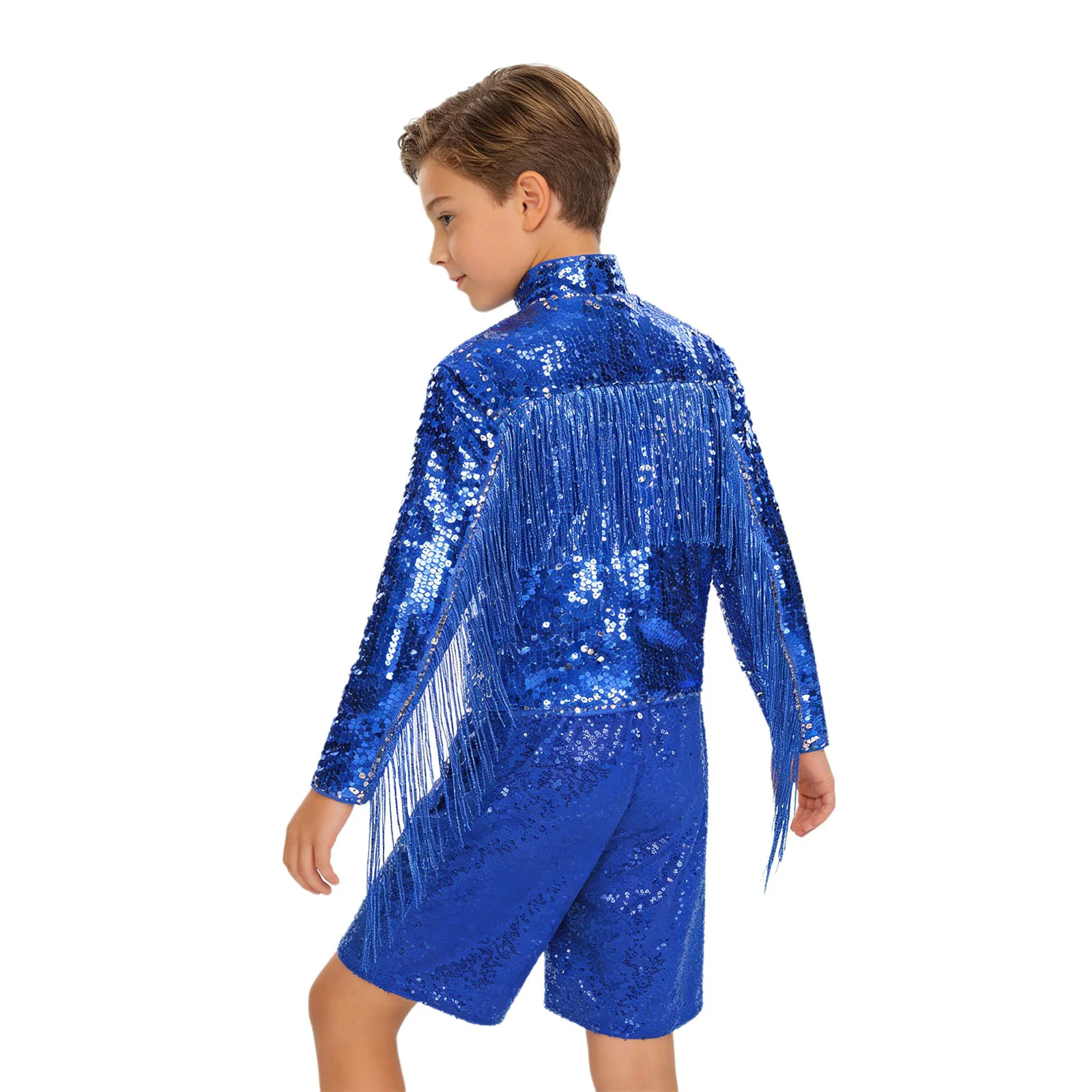 Kids Boys Glittery Sequin Jazz Dance Outfit Stage Performance Tango Latin Disco Set Long Sleeve Zipper Tassel Jacket And Shorts
Kids Boys Glittery Sequin Jazz Dance Outfit Stage Performance Tango Latin Disco Set Long Sleeve Zipper Tassel Jacket And Shorts