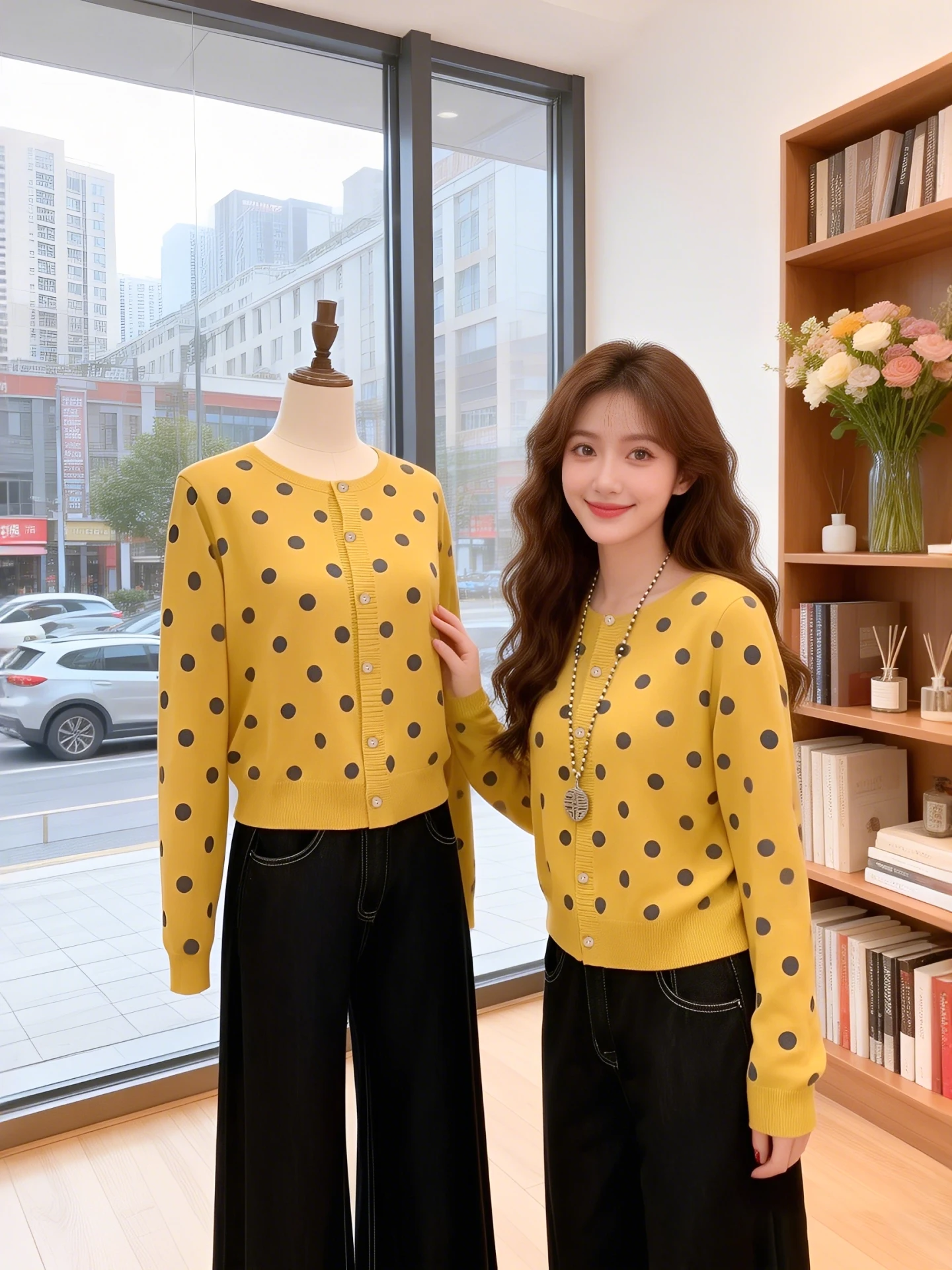 Spring Autumn Women's Knitted Long Sleeve round Neck Polka Dot Design Fashionable Open Cardigan Korean Style Loose Fit Breath...
Spring Autumn Women's Knitted Long Sleeve round Neck Polka Dot Design Fashionable Open Cardigan Korean Style Loose Fit Breath...