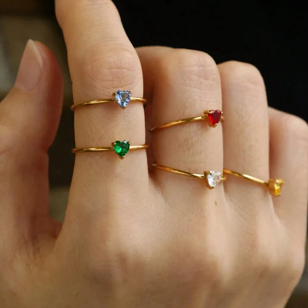 2025 Birth Colorful Cubic Zircon Heart Opening Rings For Women Fashion Dainty Stainless Steel Princess Ring Jewelry Wedding Gift
2025 Birth Colorful Cubic Zircon Heart Opening Rings For Women Fashion Dainty Stainless Steel Princess Ring Jewelry Wedding Gift