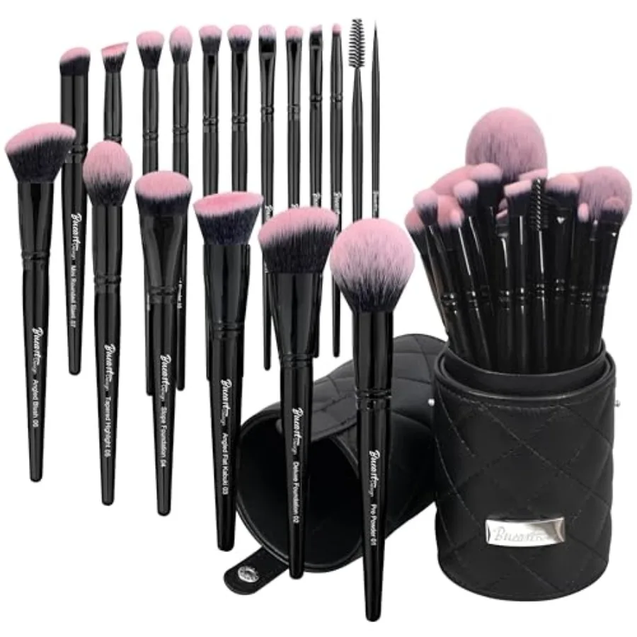 18Pcs Pro Deluxe Fuchsia Pink Black Makeup Brushes set with Travel Make up Brush Holder case Foundation concealer contour Blush
18Pcs Pro Deluxe Fuchsia Pink Black Makeup Brushes set with Travel Make up Brush Holder case Foundation concealer contour Blush