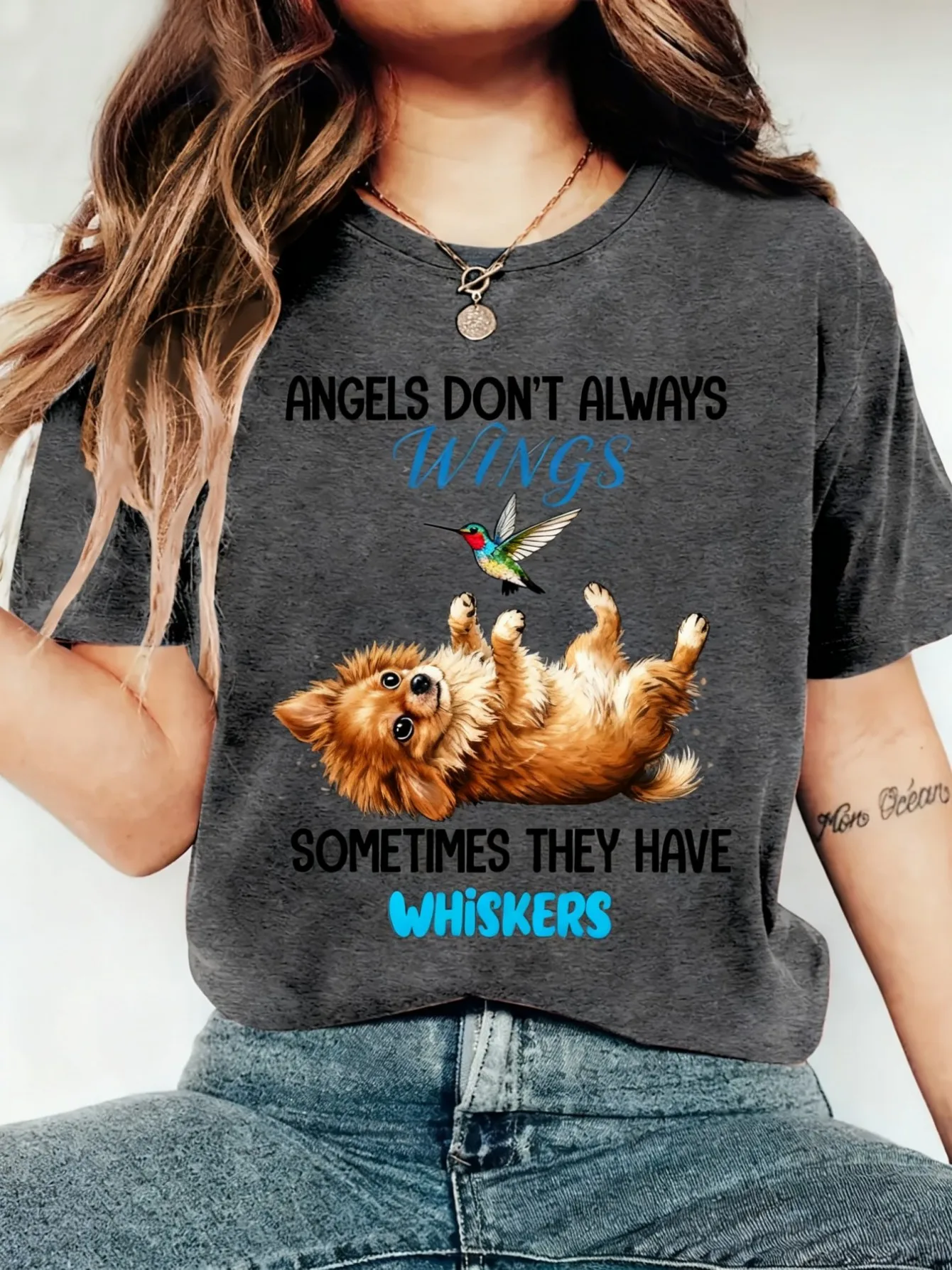 Plus size women's short sleeve T-shirt Angels Don't Always Wings Sometimes They Have Whiskers Spring and Summer Must-haves
Plus size women's short sleeve T-shirt Angels Don't Always Wings Sometimes They Have Whiskers Spring and Summer Must-haves