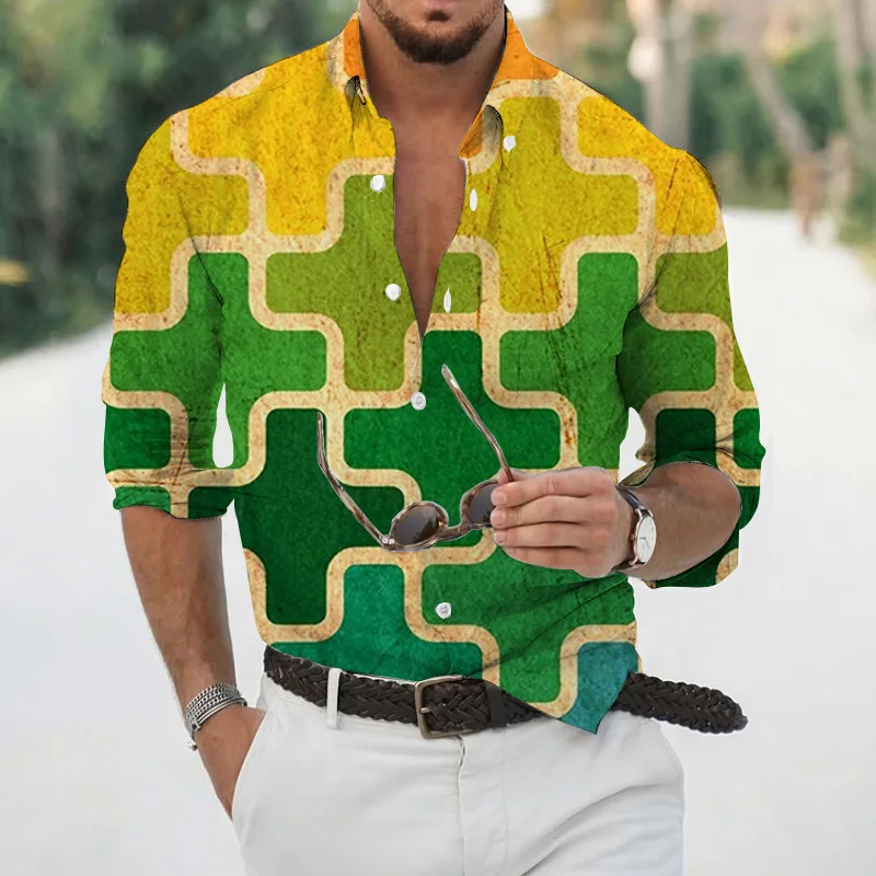 Men's Autumn Geometric Plaid Color Changing 3D Printed Long Sleeve Shirt Hawaii Beach Vacation Casual Beach Outdoor Clothing
Men's Autumn Geometric Plaid Color Changing 3D Printed Long Sleeve Shirt Hawaii Beach Vacation Casual Beach Outdoor Clothing