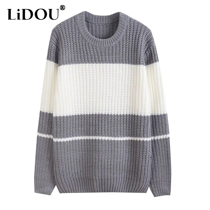 2023 Autumn Winter New Round Neck Long Sleeve Contrast Color Striped Sweater Man High Street Loose Casual All-match Pullovers
2023 Autumn Winter New Round Neck Long Sleeve Contrast Color Striped Sweater Man High Street Loose Casual All-match Pullovers