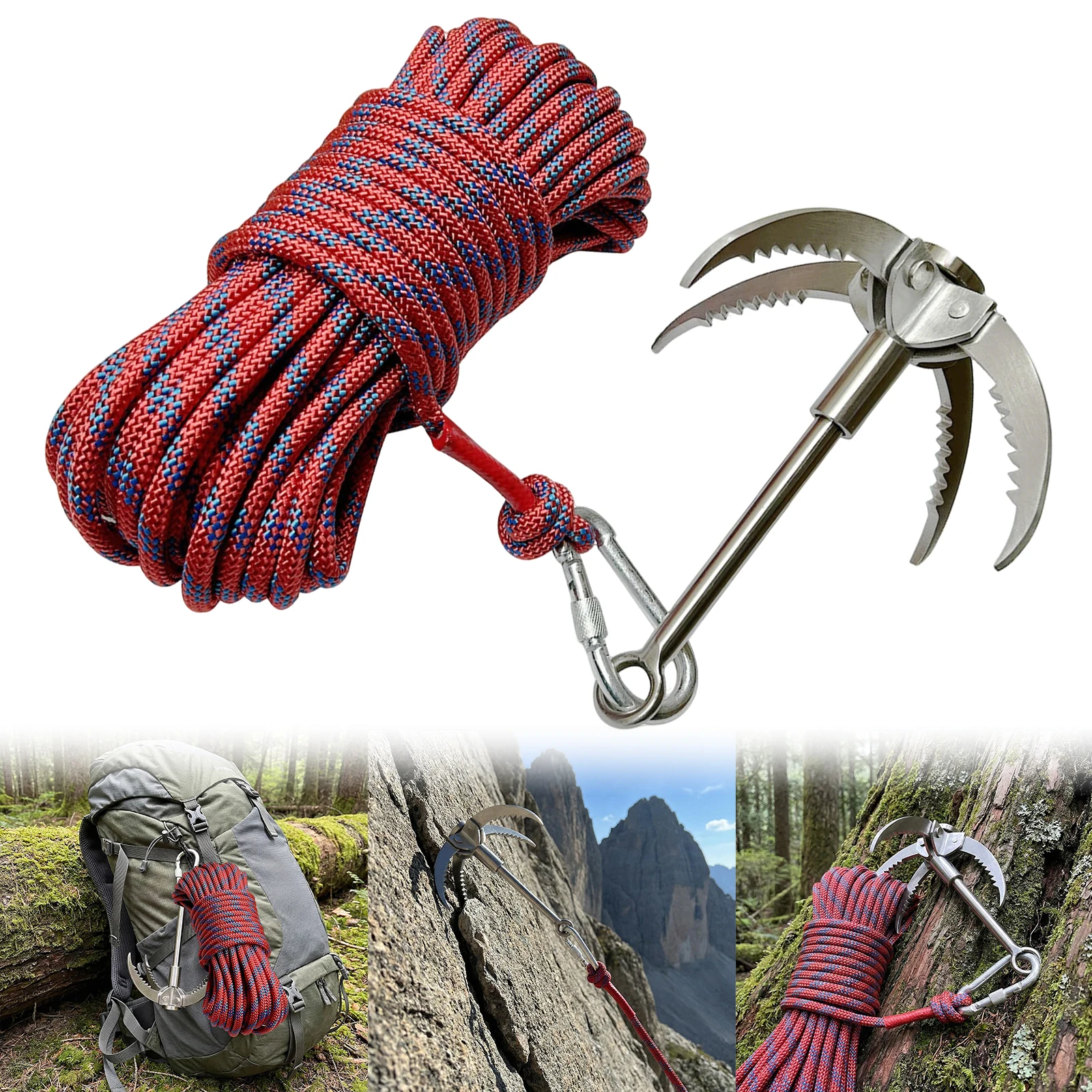 20M Outdoor Rope Rock Climbing Hooks Flying Tiger Claw Grappling Hook Survival Gear Camping Equipment Field Hiking Rope Elevated
20M Outdoor Rope Rock Climbing Hooks Flying Tiger Claw Grappling Hook Survival Gear Camping Equipment Field Hiking Rope Elevated