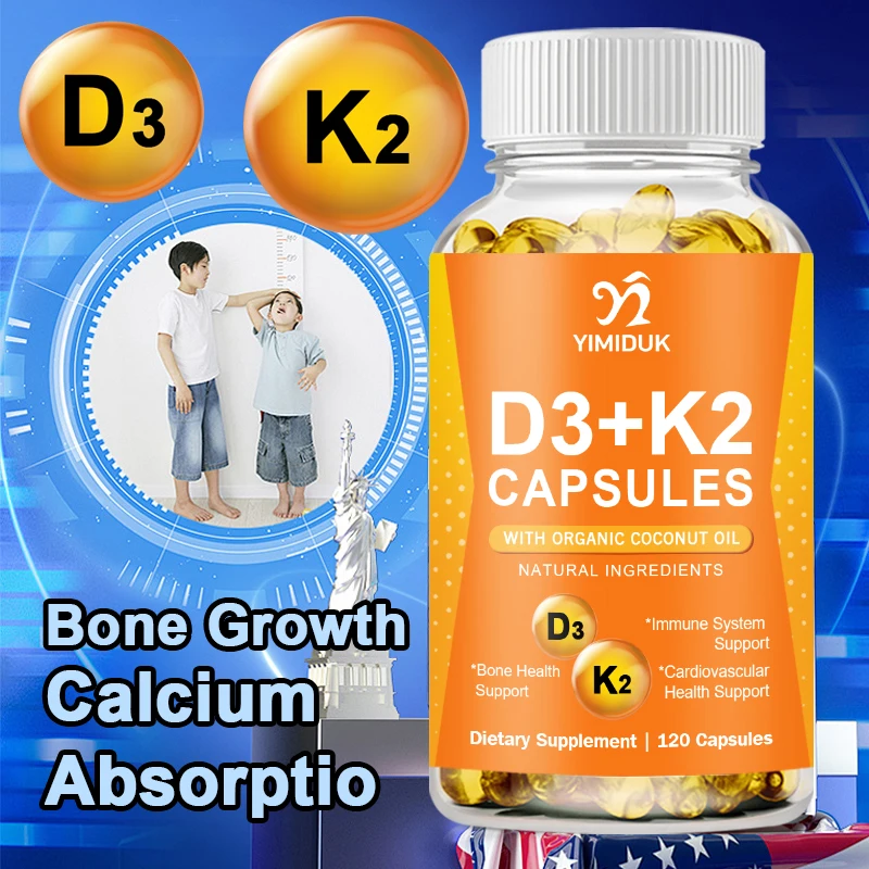 Vitamin D3 K2 Capsules 5000 IU (125mcg) D3 + 200mcg K2 MK7 Immune Support Supplement, Calcium Absorption & Regulate Bone Growth
Vitamin D3 K2 Capsules 5000 IU (125mcg) D3 + 200mcg K2 MK7 Immune Support Supplement, Calcium Absorption & Regulate Bone Growth