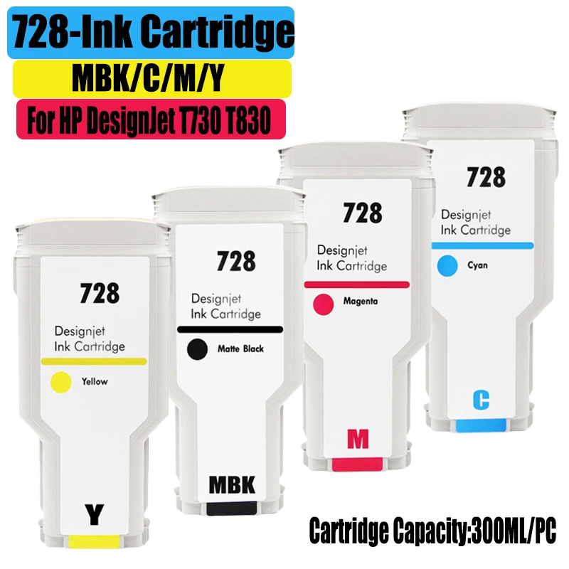 For HP 728 300ml Compatible Ink Cartridge for hp DesignJet T730 T830 Printer and With Chip
For HP 728 300ml Compatible Ink Cartridge for hp DesignJet T730 T830 Printer and With Chip