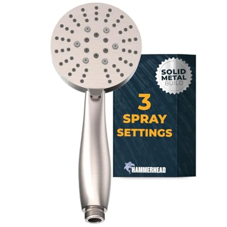 ® Solid Metal 3-Spray Hand Held Shower Head, Select from Wide, Massage, and Mist Sprays High Flow Handheld Showerhead Made from
® Solid Metal 3-Spray Hand Held Shower Head, Select from Wide, Massage, and Mist Sprays High Flow Handheld Showerhead Made from